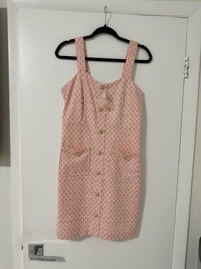 Pink Patterned Button-Front Dress